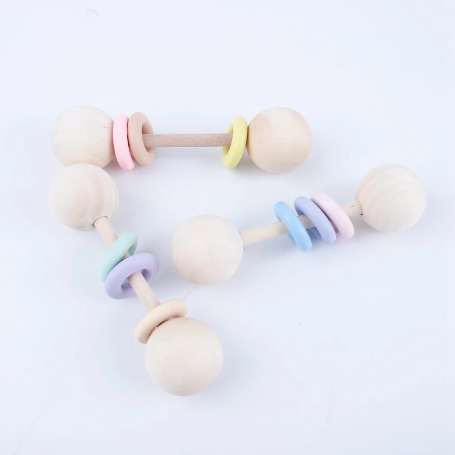 

CHEWELRY 3PC Wooden Ring Neutral Play Gym Good Montessori Toys Non-toxic Christmas Baby Rattles Gifts Food Grade Wooden Teethers