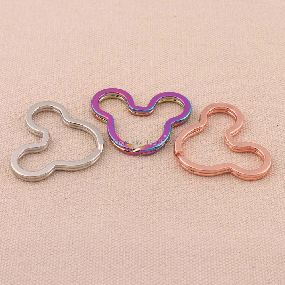 10PCS /lot Mix Color Mouse Shape Metal Key Chian Key Ring Buckle Decoration Accessories