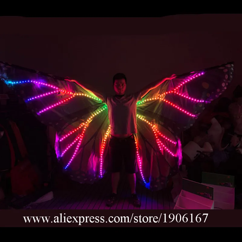 

Fashion Colorful Led Luminous Butterfly Wings LED Light Up ISIS Wings Growing Stage Performance Cloak Ballroom Dance RGB Suit