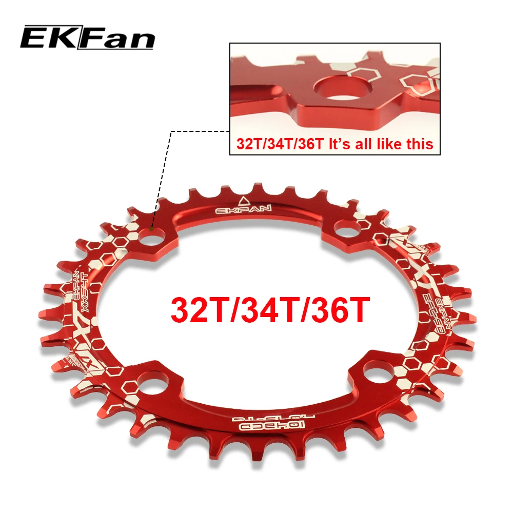 EKFan 104BCD Multicolor XT Oval Round 30T 32T 34T 36T Circle Crankset Plate Narrow Wide MTB Bike Chainwheel Cycling