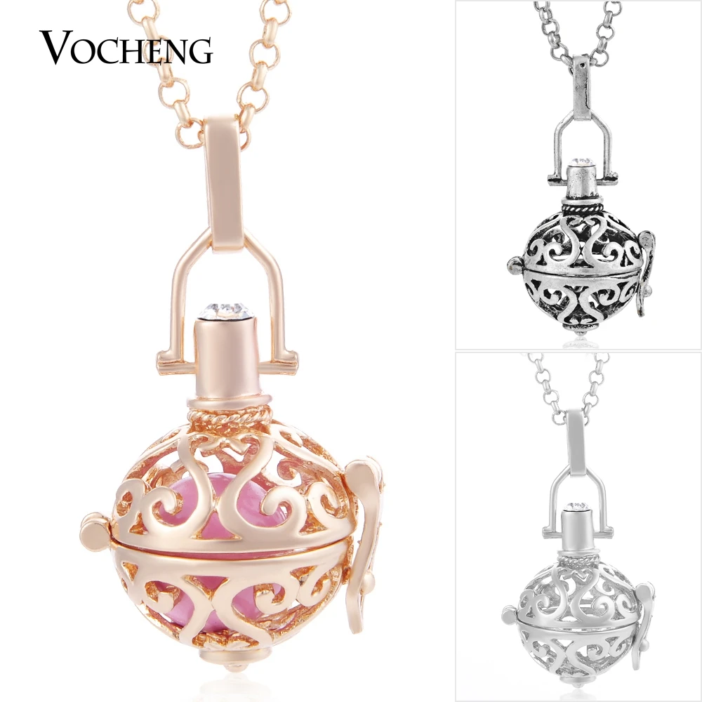 

10pcs/lot Vocheng Angel Locket 3 Colors Ringing Pendant Necklace Perfume Diffuser Locket with Stainless Steel Chain VA-209*10