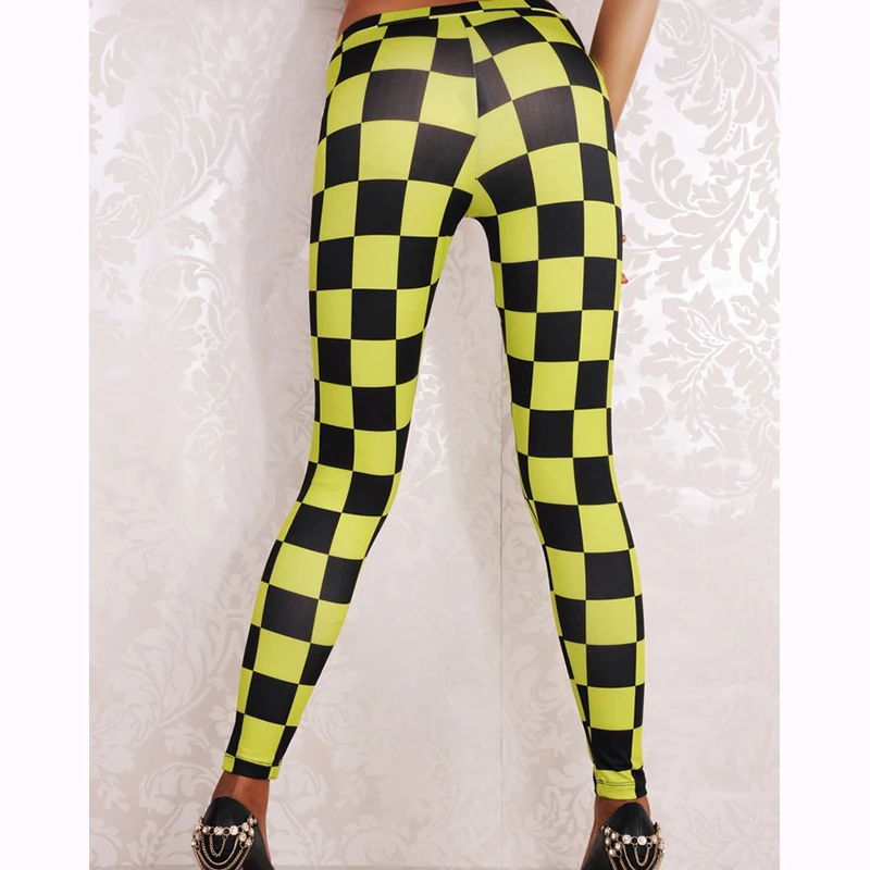 Women\'s Plaid & Rainbow Colorful Leggings Digital Print Pants Trousers Skinny High Elastic Spring Summer Jegging Stretch Pants