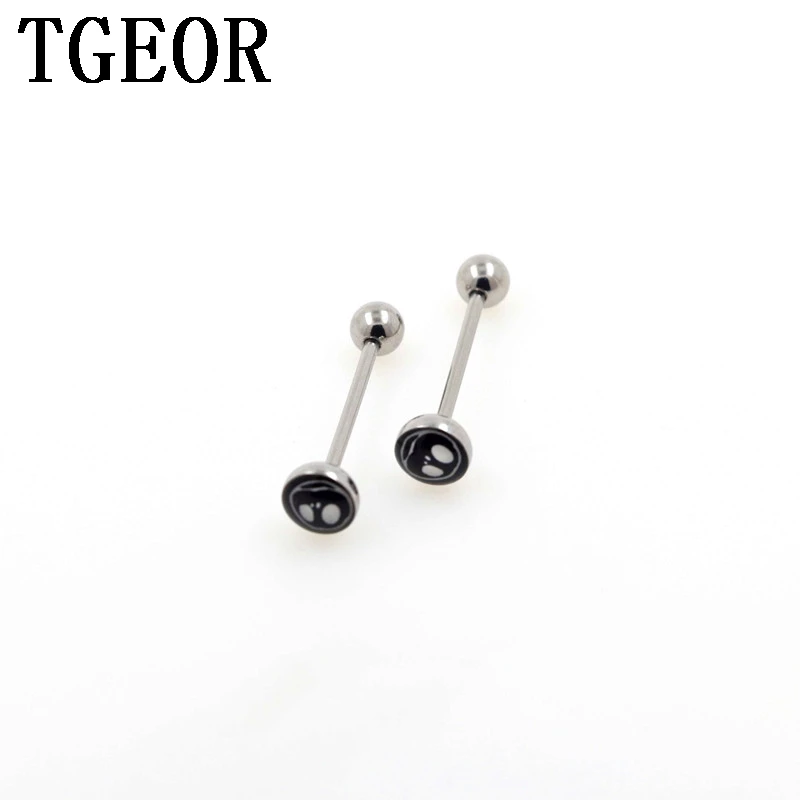 Nightmare Before Christmas acrylic tongue ring 14G 10pcs surgical Stainless Steel piercing tongue barbell free shipping image 3