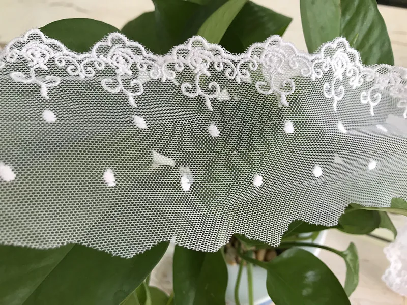 3yards/lot Width 7cm White Cotton Embroidered Lace Trim Fabric Clothing Materials Novelty DIY Lace Accessories