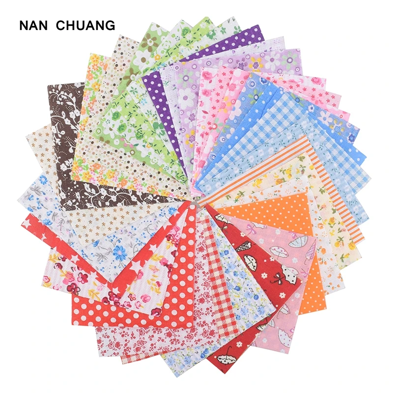 NanChuang Random Color Thin Cotton Fabric Printed Patchwork Bundle For Sewing Fat Scrapbooking Pattern 10x10cm 80Pieces/Lot