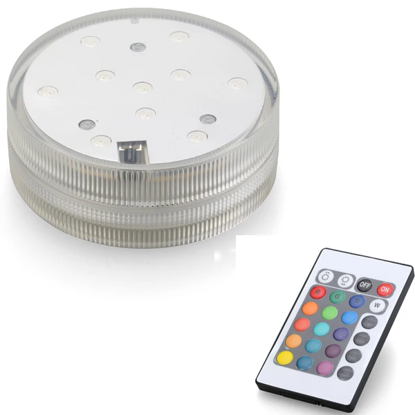 Mini Battery Operated Remote Controlled Underwater 10 Multicolors SMD LED Vase Lights Submersible LED Lights Waterproof Light