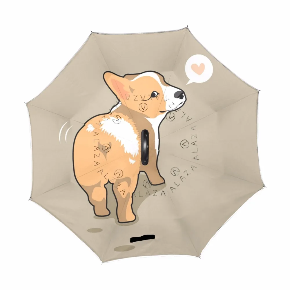 Cute Corgi Dog Butt Double Layer Inverted Umbrella Self Stand Umbrella Rain Reverse Car Umbrellas Drop Shipping