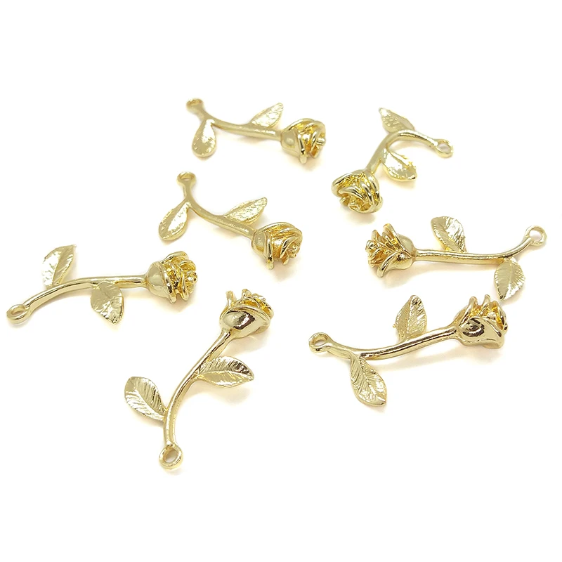 2021 New 29mm 6pieces/bag Environmental Protection Plating Rose Charms Pendant for Earring Necklace Jewelry Accessories