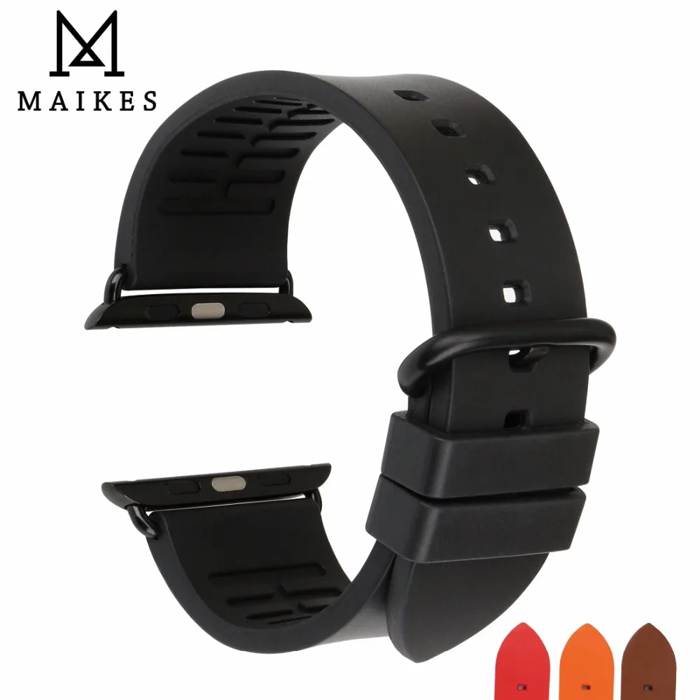 MAIKES Rubber Strap For Apple Watch Band 45mm 41mm 42mm 44mm 40mm Series 7 6 SE 5 4 3 iWatch Bracelet