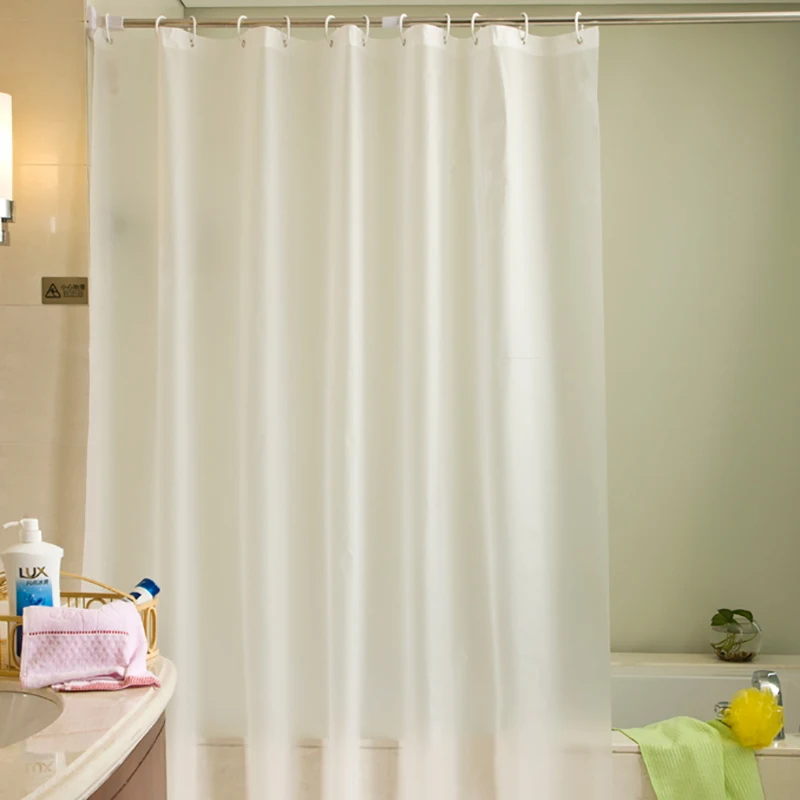 Beige Plastic Shower Curtain Eco-friendly Waterproof Mold Proof Solid PEVA Bathroom Curtains with Hooks Home Decor High Quality