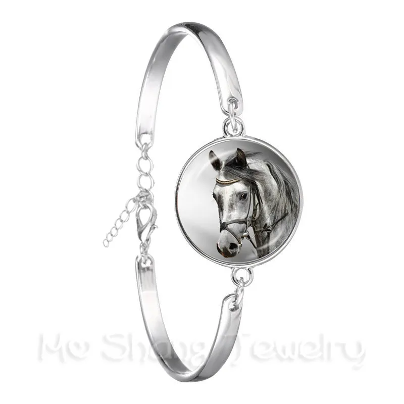 Cute Purple Unicorn Fly Horses 18mm Glass Cabochon Bracelet Jewely Silver Plated Bangle For Women Girls Gift