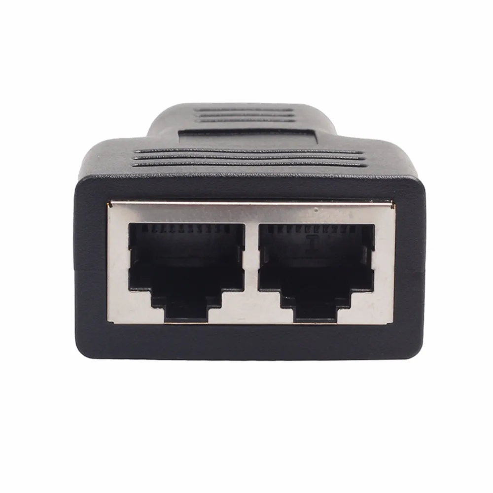 Factory Price 1pc Plastic Copper Core 1 To 2 LAN RJ45 Connector Network Cable Splitter Extender Plug Adapter Connector Black