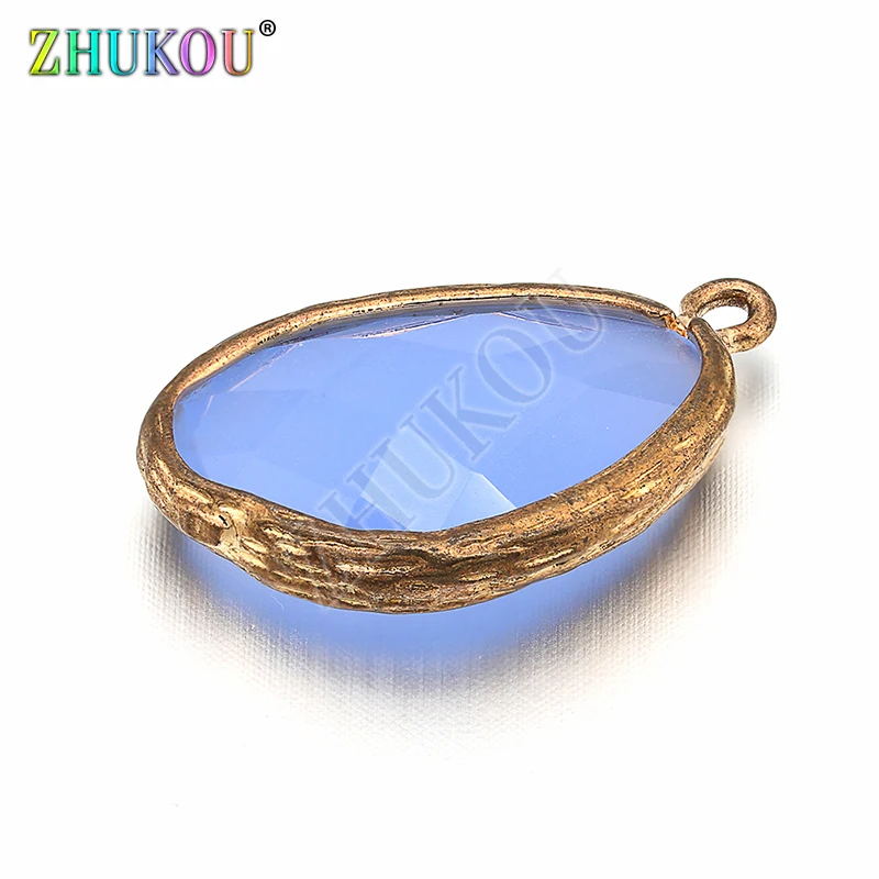 13x23mm Brass Cubic Zirconia Charms Pendant, Mixed Color, Hole: 1.5mm, Model: VD259