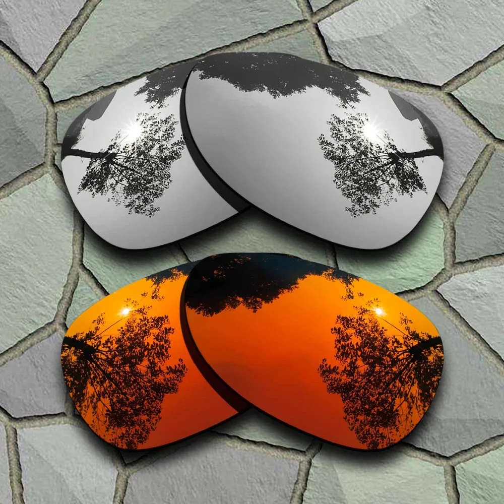 Chrome Titanium&Red Orange Sunglasses Polarized Replacement Lenses for Oakley Felon