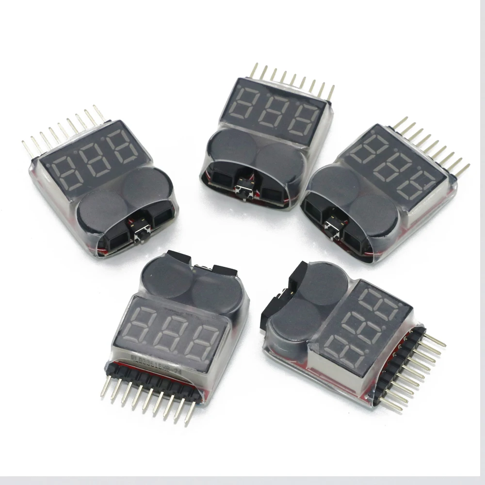 5 / 10 / 20 / 50 / 100pcs Lipo Battery Voltage Tester volt meter monitor buzzer Alarm 1-8s 3.7V-22.2V For Rc Lipo Battery Models