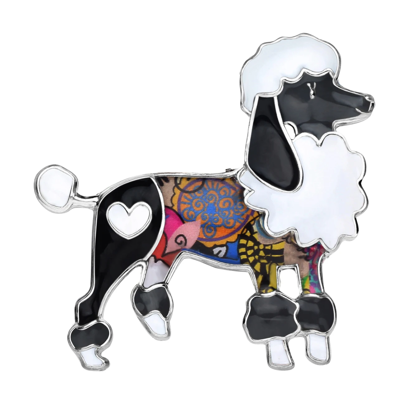 WEVENI Enamel Alloy Cartoon Poodle Dog Brooches Clothes Scarf Decoration Jewelry Pin Gift For Women Girls Animal Pet Accessories