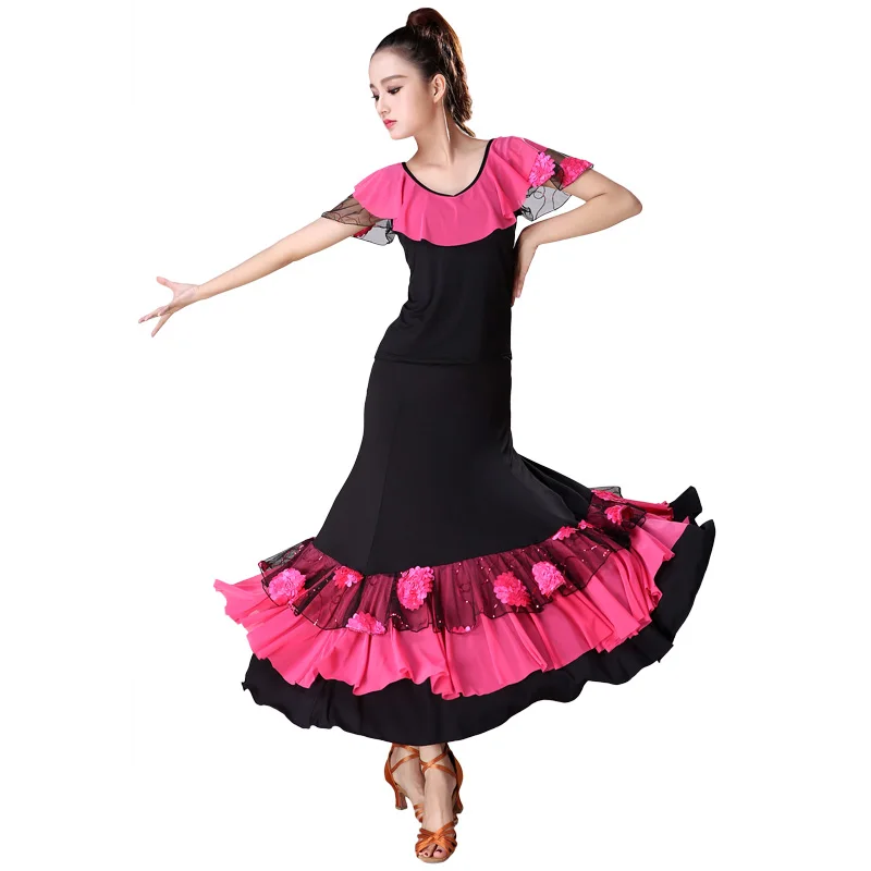 Dance Sequins Embroidery Skirt Modern Dance Competition Performance Dress National Standard Competition Dance Practice Costumes