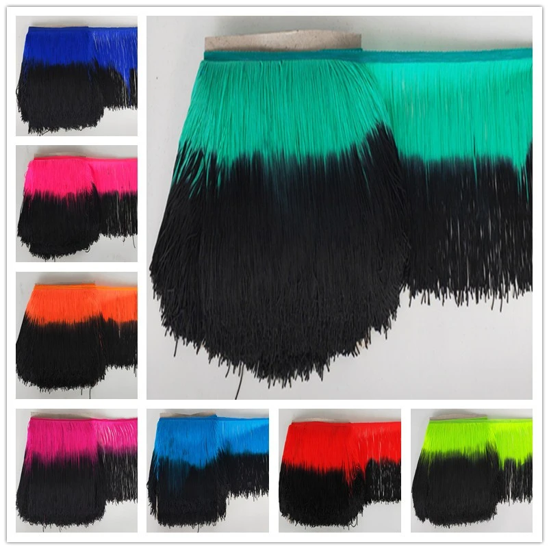 

YY-tesco 10 meter/lot 20cm Long Fringe Lace Tassel Polyester Lace Trim Ribbon Latin dance skirt curtain fringes for sewing