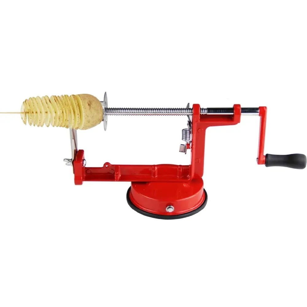 Manual Red Stainless Steel Twisted Potato Apple Slicer Spiral French Fry Cutter