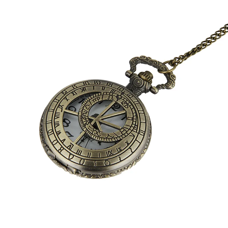 8004    Large retro hollow free element pocket watch Roman Korean version of the necklace sweater chain watch with 8004