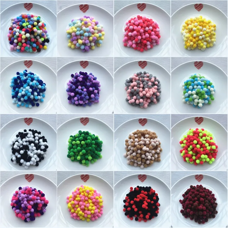 ISequins Craft 10mm 15mm Mix pompony lalki do własnoręcznego wykonania odzieży ręcznie materiał miękkie puszyste pompony piłka dla majsterkowiczów