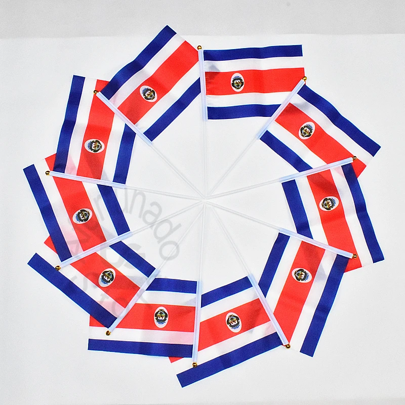 Costa Rica 14*21cm 10pieces banner flag Hand waving Flag National Flag for meet,Parade,party.Hanging,decoration