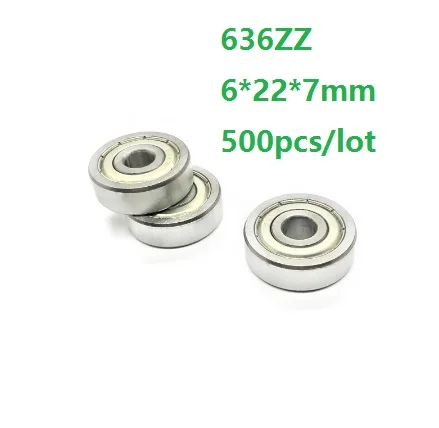 500pcs/lot 636ZZ 636-ZZ 636 ZZ Z 636Z 6*22*7mm Deep Groove Ball bearing Miniature Mini Double cover Ball Bearings 6x22x7mm