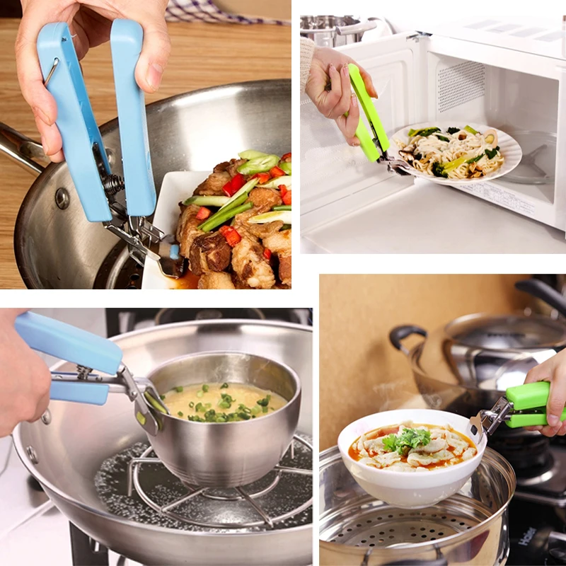 Kitchen Stainless Steel Exquisite Bowl Pot Pan Gripper Clip Hot Dish Plate Bowl Clip Retriever Tongs