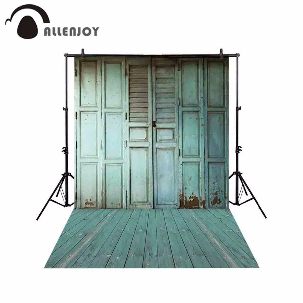 Allenjoy Blue Wooden Board Door Vintage Old Shabby Backdrop for Photo Photographic Decoration Background