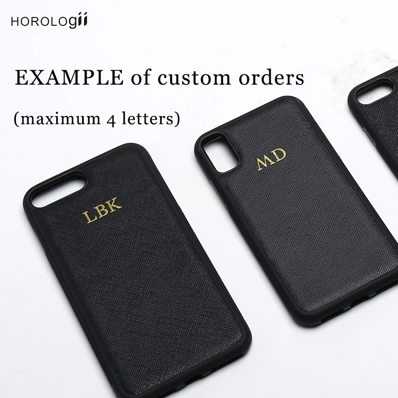 Horologii CUSTOM INITIALS Free Saffiano Leather For Apple Iphone 11 12 13 14 15 Pro Max Cover Phone Case Bumper Dropship