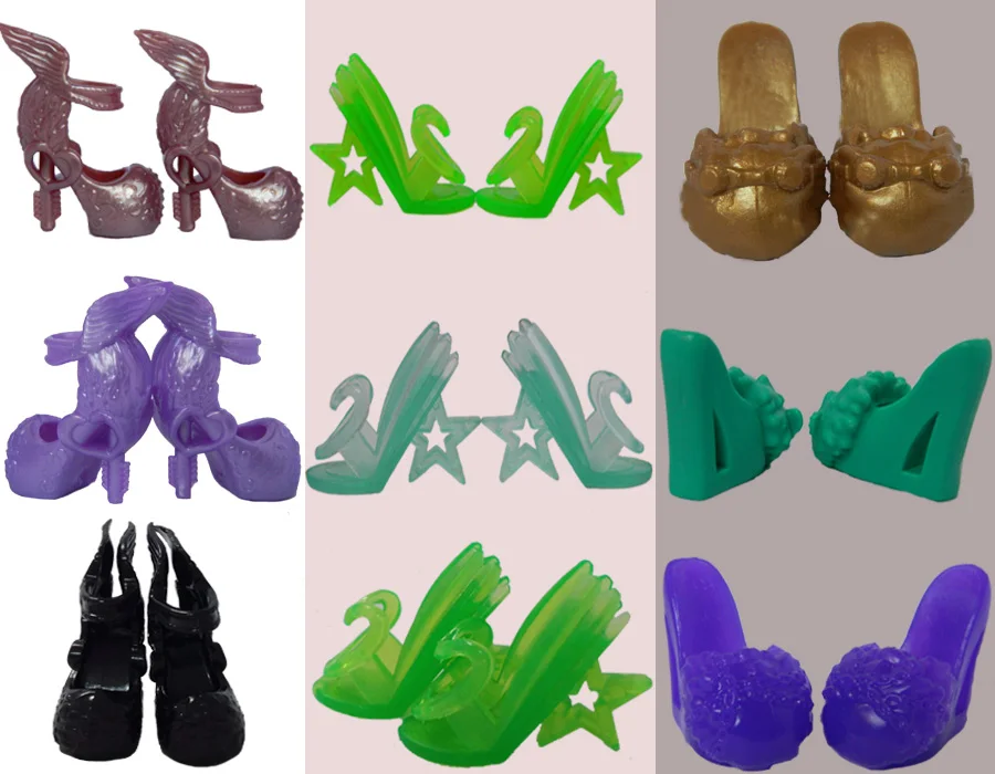 10pairs/lot Mix Style Fashion Design Shoes High Heel Shoes For Monster High Dolls Sandals For 1/6 Monster Dolls