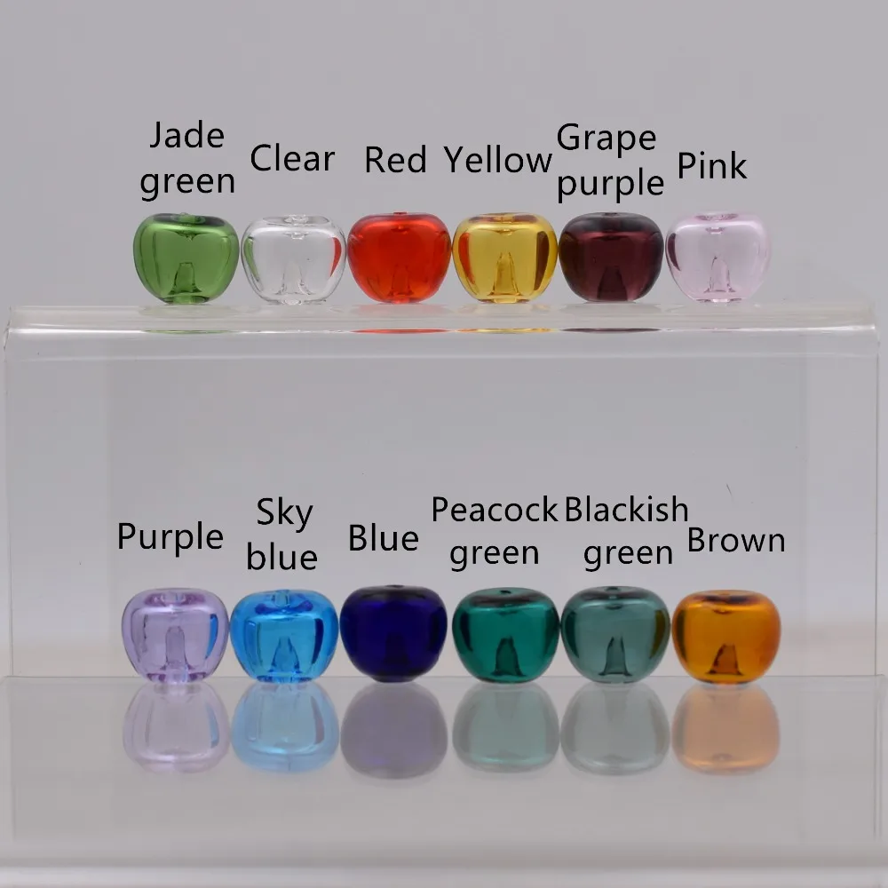 1piece Color Apple Glass Bottle Pendant Diffuser Perfume Refillable Essential Oil Aromatherapy With Beads Cap For Jewelry Making