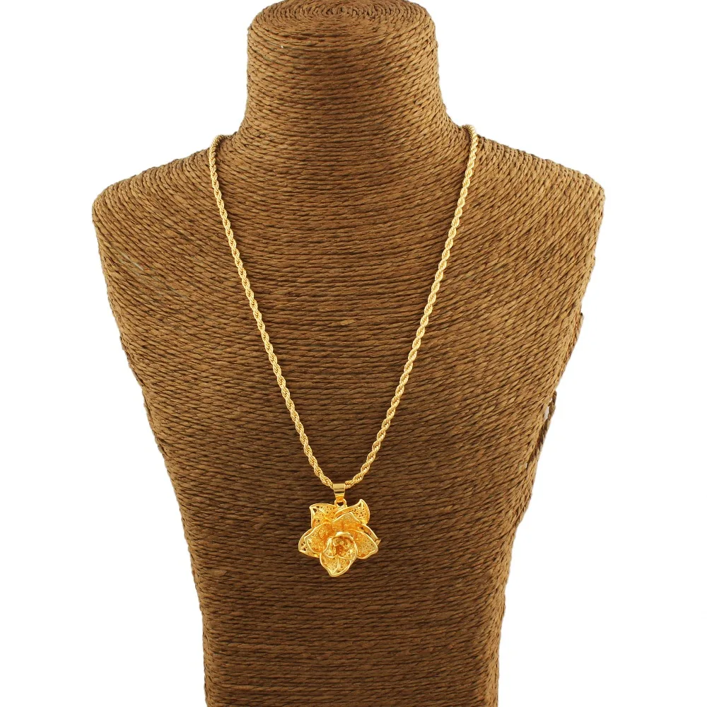 Wholesale 22K  Gold Color Beautiful Flower Design Fashion Jewelry Necklaces & Pendants for Ladys