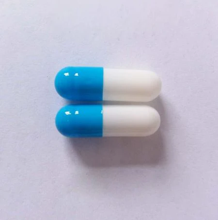 

(10,000pcs/pack) Size 2# blue/White Color Enteric Coated Empty Capsules---Tops & Bottoms closed