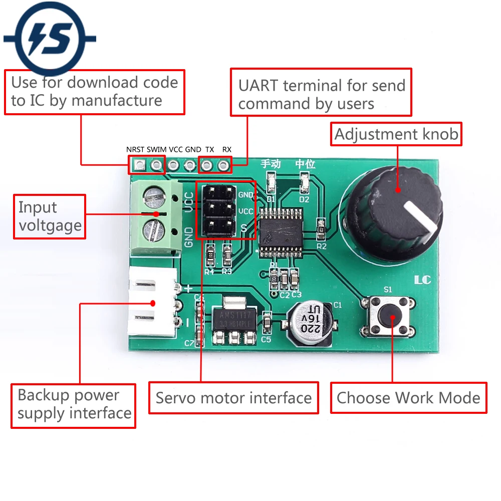 Debuger kontrolera modułu napędu podwójnego serwomotoru dla płyty sterowania serwomechanizmem robota DC 5V-9V