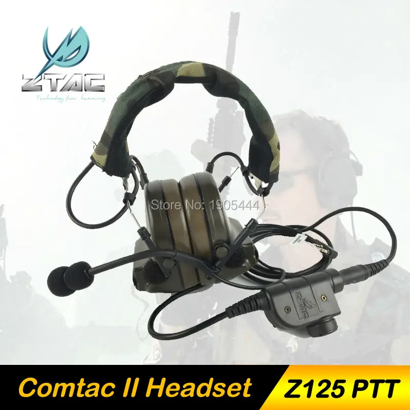 

Z-Tac softair tactical Headset Noise Reduction Canceling Comtac II Airsoft Gun Radio set Military Paintball PTT kenwood Midland