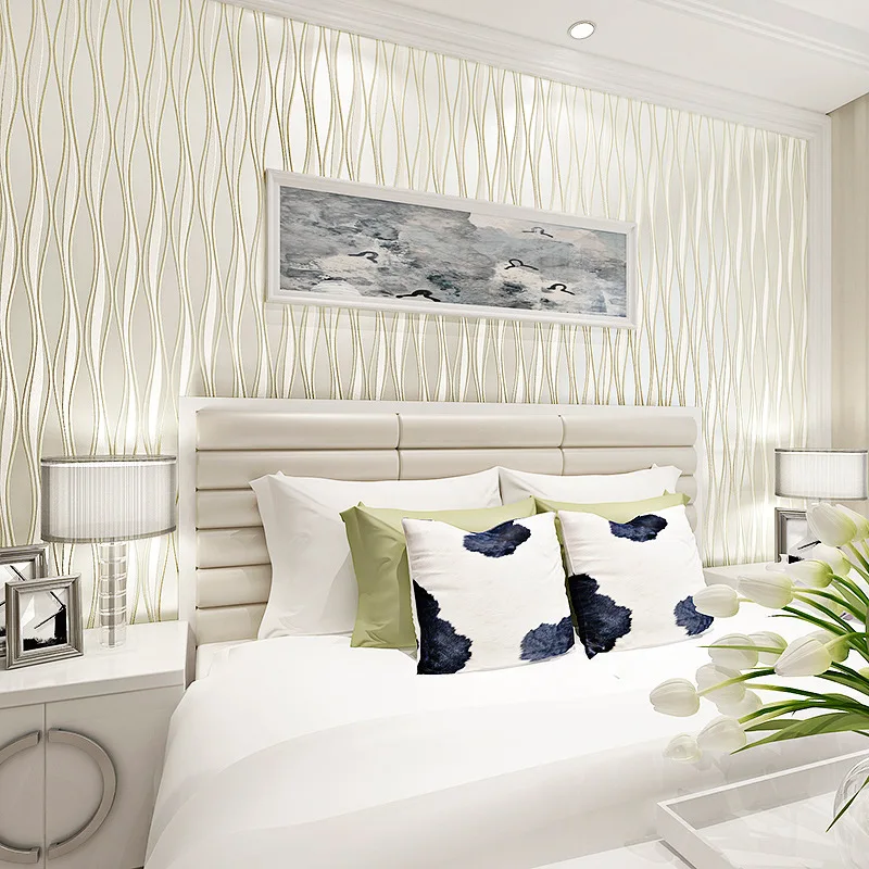 wellyu  Embossed 3D stereo wallpaper fashion simple bedroom living room wave stripes background wall non - woven fabrics