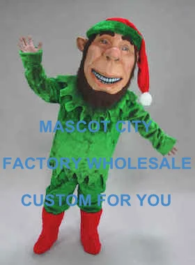 

Hot Sale Christmas Green Elf Mascot Costume Mascotte Mascota Outfit Suit Fancy Dress for winter Holiday Party Carnival SW634