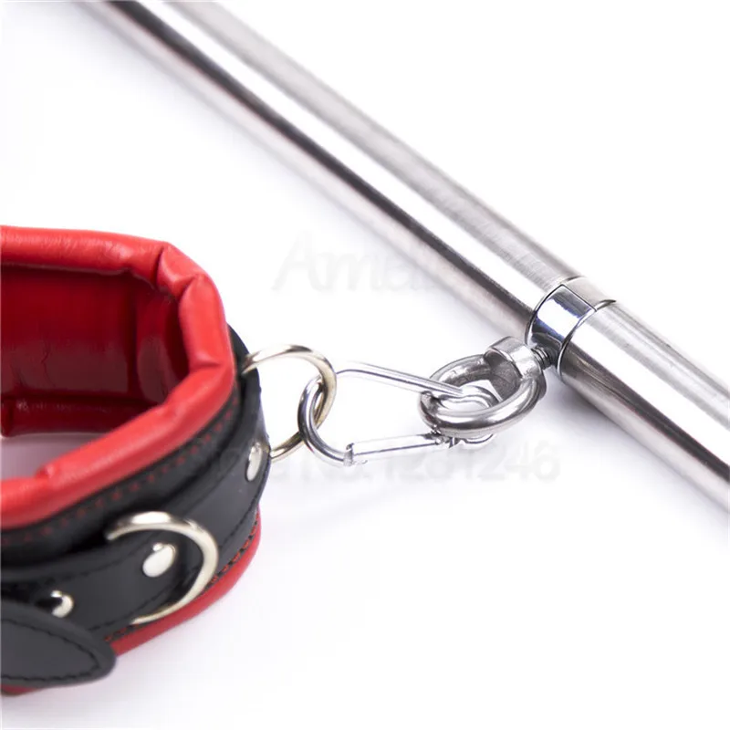 Stainless Steel Adjustable Spreader Bar Bondage Set Sex Slave Handcuffs Ankle Cuffs Fetish Restraints Dog Collar Bdsm Sex Toys