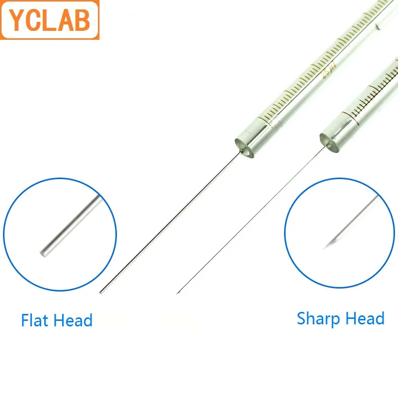 YCLAB Micro Injector 0.5/1/2/5/10/25/50/100/250/500/1000uL Glass Syringe Flat Head Needle for Liquid Chromatograph