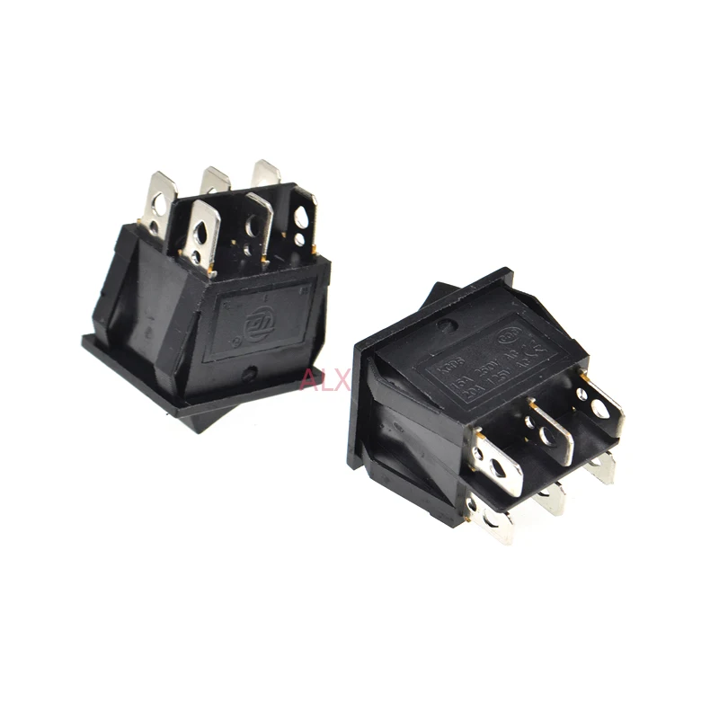 2PCS KCD4 two ways 6 PIN Push Button rocker Switch ON/OFF/ON double   power switches 15A 250V 25A 125V Triple 6PIN