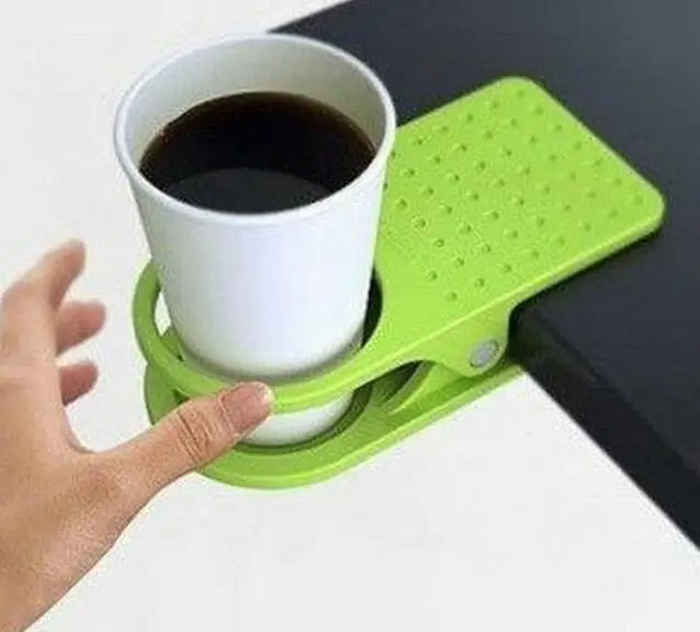 2016 New Home Office Drink Plastic Cup Coffee Holder Desk Cup Holder Clip Lap Table Folder Reading Creative Design Table Manager