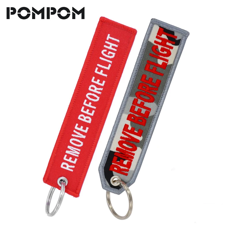 2 PCS Remove Before Flight Fashiom Keychain for Aviation Gifts Embroidery Safety Tag Bag Keychain Jewelry  llavero Sleutelhanger