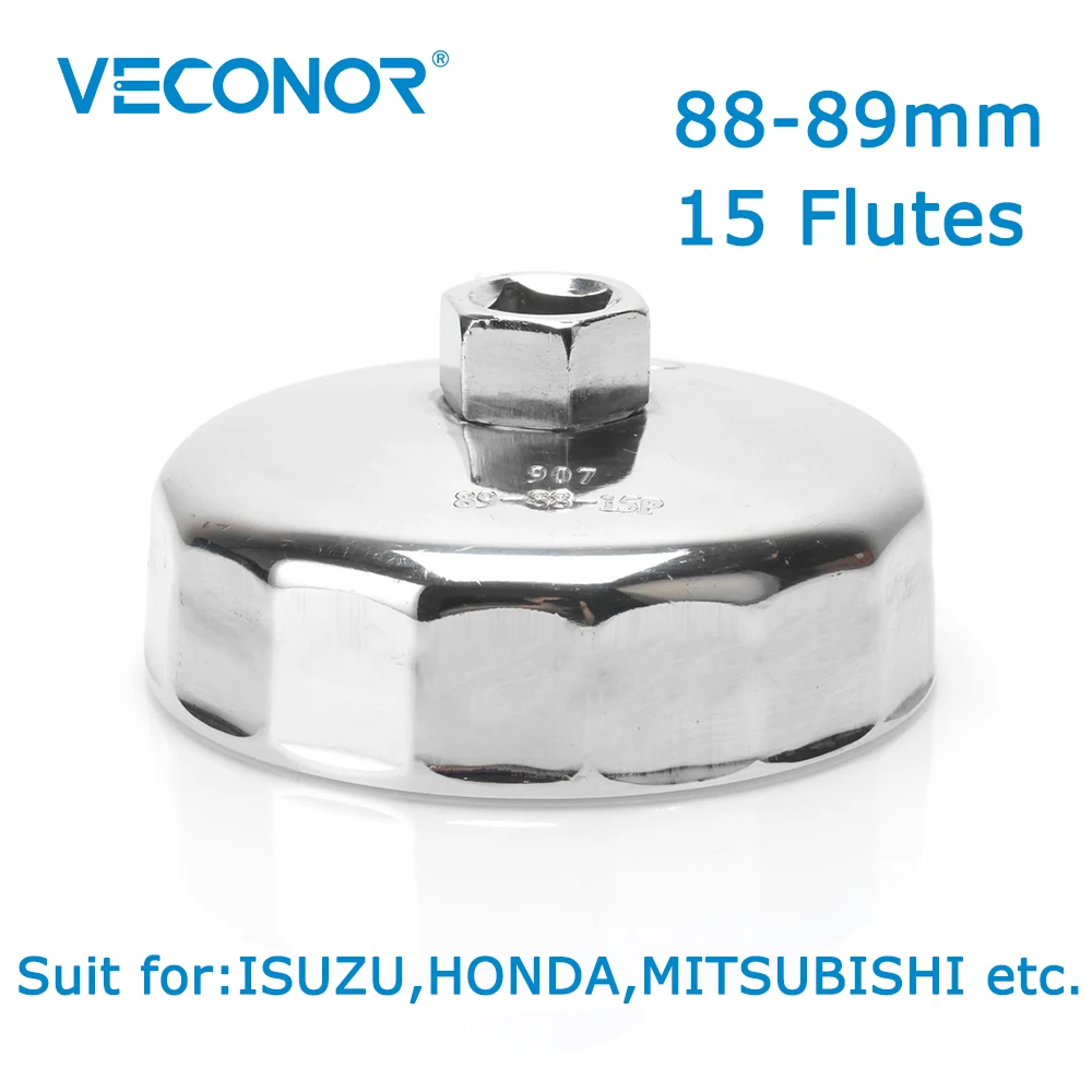 Veconor Quadrado Dr.steel 88 Mm89 mm Chave de Filtro de Óleo Tampa Ferramenta Removedor 15 Flautas Universal para Isuzu Honda Mitsubishi