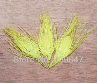 

50Pcs/Lot! Peacock Eye Feather Peacock Feather Eyes Dyed Yellow Colour ,Costumes,Plumas Decorativas