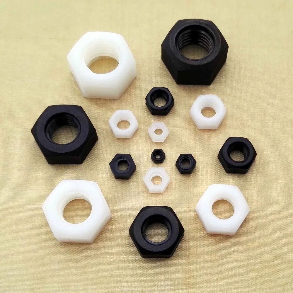 25x M2 M2.5 M3 M4 M5 M6 M8 M10 M12 Brand New Black White Nylon Plastic Insulation Metric Threaded Hex Hexagon Nut For Bolt Screw