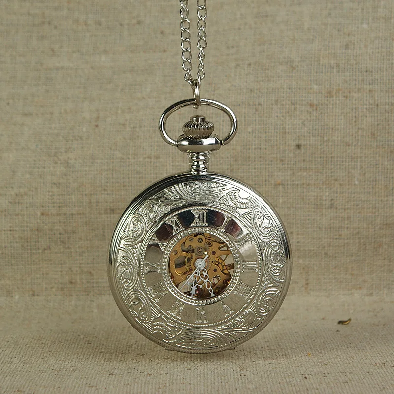 0 Hot Mechanical นาฬิกาผู้ชาย VINTAGE Retro นาฬิกา Charm จี้สร้อยคอนาฬิกาพ็อกเก็ตทองเกียร์ Dial