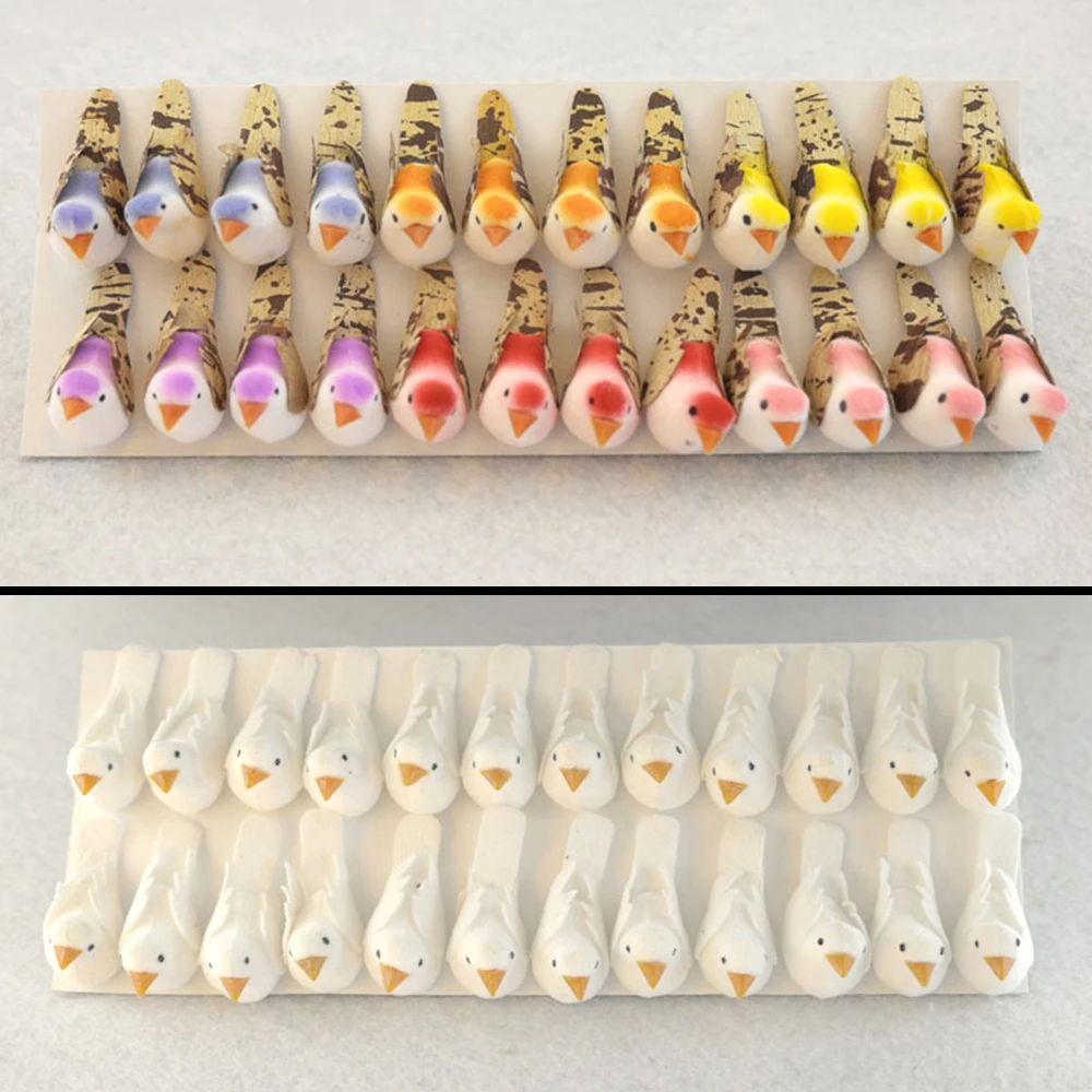 12/24/48 Stück/Menge, günstige Mini-Kunstschaumvögel für Zuhause, Hochzeit, Party, dekoratives Kunsthandwerk, DIY-Geschenkbox, Wandhandwerk – Detail 2