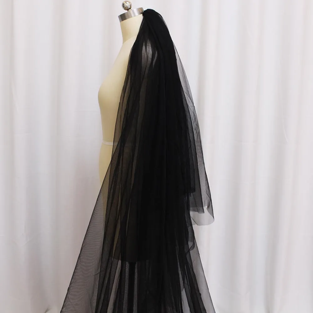 Schöne Schwarz Lange Hochzeit Schleier 2 T 3 Meter Kathedrale Abdeckung Gesicht Schwarz Gothic Braut Schleier Hochzeit Zubehör