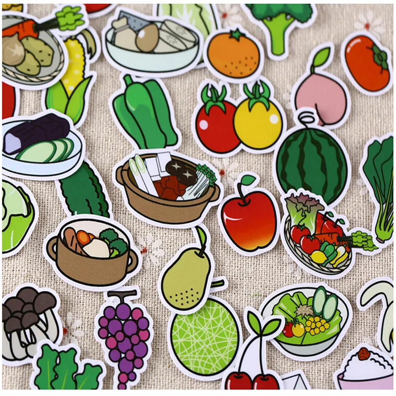 32pcs Creative Kawaii Self-made Vegetables And Fruits Food Stickers Beautiful Stickers /decorative Sticker /DIY Craft Photo Alb